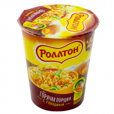 Роллтон Вермишель Яичная быстрого приготовления с Говядиной стакан 70г