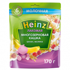 HEINZ Каша Лакомая Многозерновая Банан, Малина с Молоком 170г