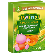 HEINZ Злаки и овощи с тыквой пшенично-кукурузная 200г