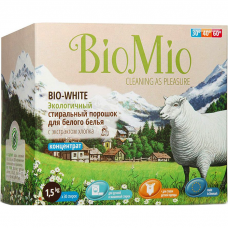 Bio Mio Экологичный стиральный порошок для белого белья, с экстрактом хлопка, 1,5 кг