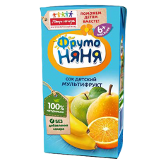 Фруто Няня Сок мультифрукт с трубочкой 200мл Фруто Няня Сок мультифрукт с трубочкой 200мл