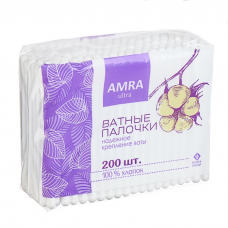 Amra Палочки ватные в пакете 200шт